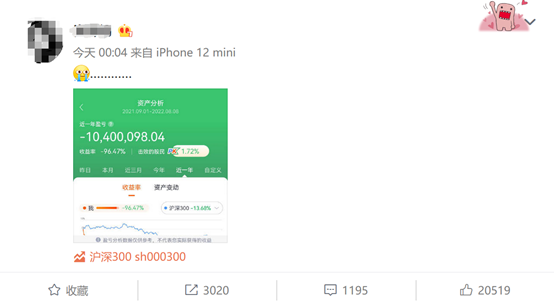 微博惊现年亏1000万大佬！股民亏损截图引热议