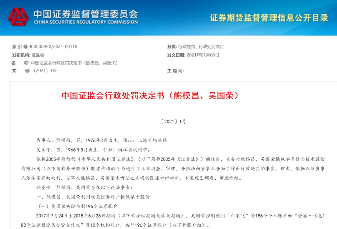 证监会开出2021年首张罚单！操纵市场的2位散户为何成最惨庄家？